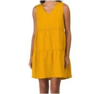 Rachel Zoe 100% Linen Dress S Color: yellow mustard like new baby doll, costal
